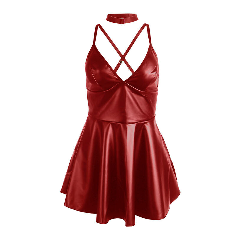 SUBBLIME - 955403 VESTIDO COM ALÇAS EM COURO BORDÔ L/XL