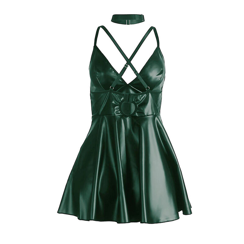 SUBBLIME - 955434 VESTIDO COM ALÇAS EM COURO VERDE S/M