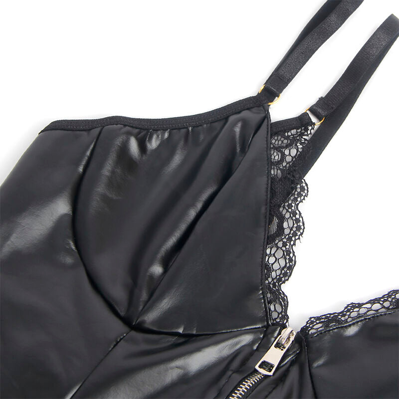 SUBBLIME - 955465 BODY DE COURO PRETO CON CREMALLERA L/XL