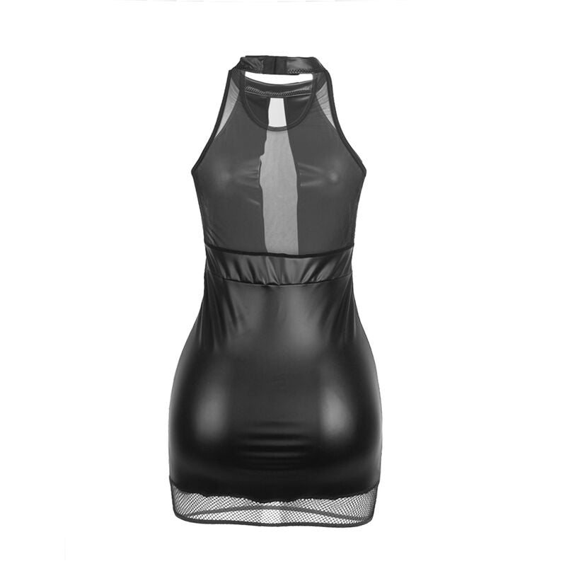 SUBBLIME - 955489 VESTIDO COM DECOTE HALTER E TRANSPARÊNCIAS PRETO L/XL