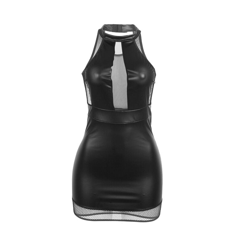 SUBBLIME - 955489 VESTIDO COM DECOTE HALTER E TRANSPARÊNCIAS PRETO L/XL