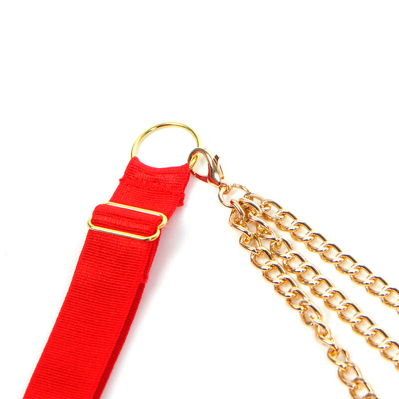 SUBBLIME - 955526 CONJUNTO SUTIÃ COM CORRENTES E CORAÇÃO EM REDE VERMELHO L/XL