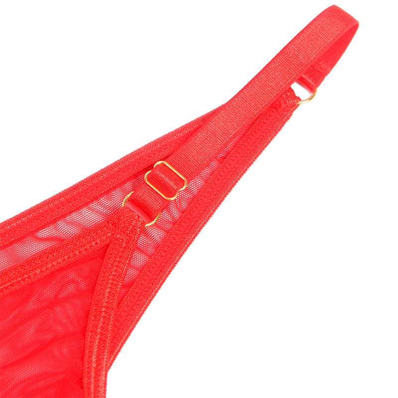 SUBBLIME - 955526 CONJUNTO SUTIÃ COM CORRENTES E CORAÇÃO EM REDE VERMELHO L/XL