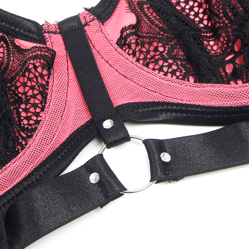 SUBBLIME - 955588 CONJUNTO SUTIÃ COM FECHO EM REDE DE CHAROL ROSA L/XL