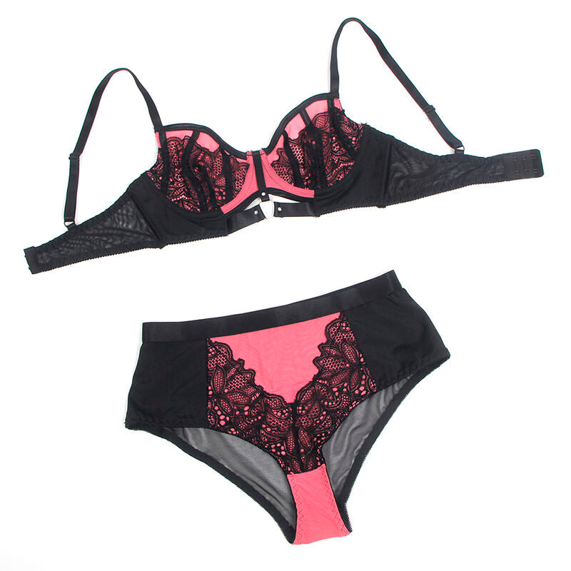 SUBBLIME - 955588 CONJUNTO SUTIÃ COM FECHO EM REDE DE CHAROL ROSA L/XL
