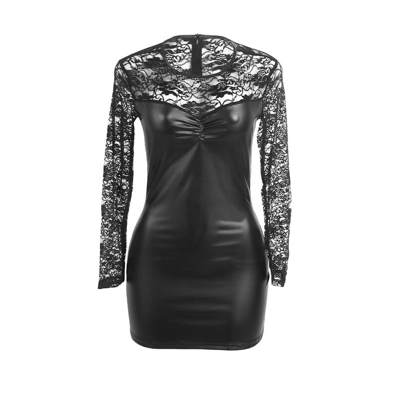 SUBBLIME - 955601 VESTIDO DE MANGA COMPRIDA EM RENDA PRETO L/XL