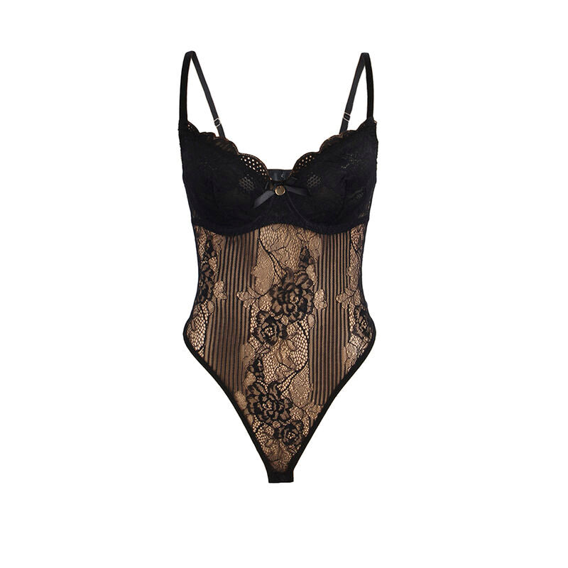 SUBBLIME - 955618 BODY DE RENDA COM FECHO INFERIOR PRETO S/M