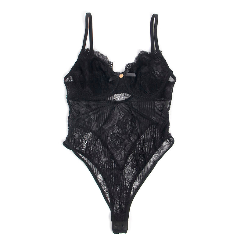 SUBBLIME - 955625 BODY DE RENDA COM FECHO INFERIOR PRETO L/XL