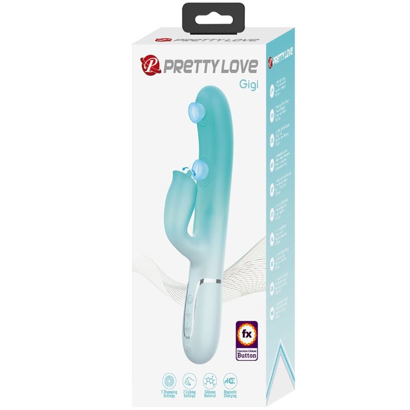 PRETTY LOVE - GIGI VIBRADOR RABBIT MULTIFUNÇÃO VERDE ÁGUA