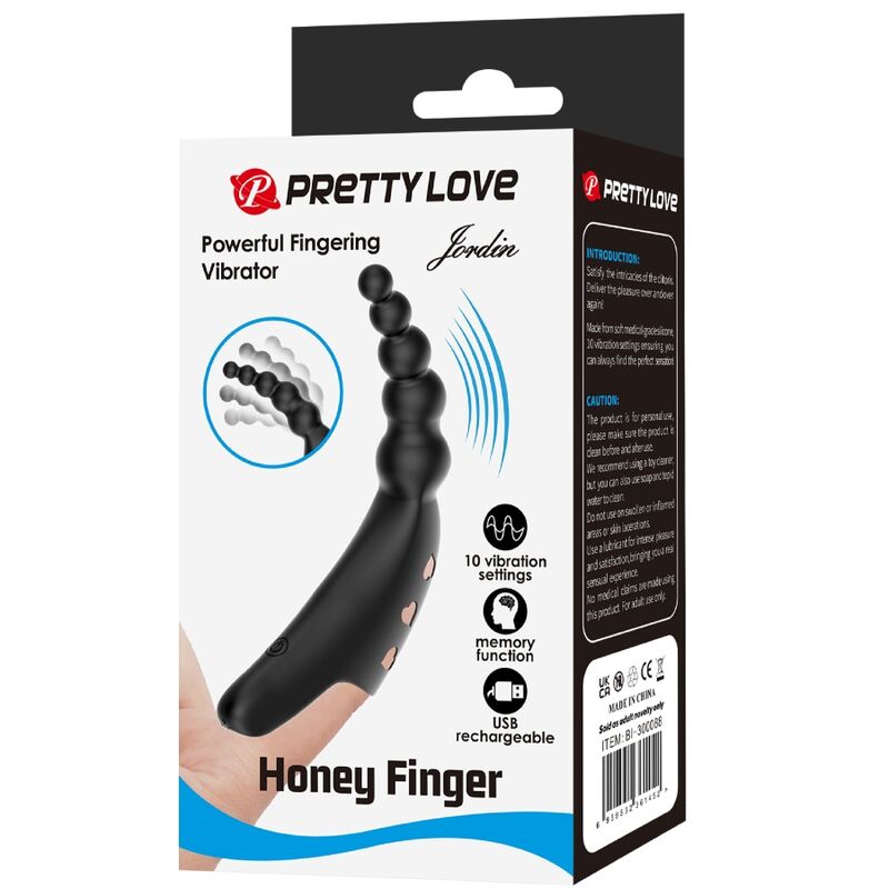 Pretty Love - Vibrador de Dedo Jordin 10 Vibrações Negro