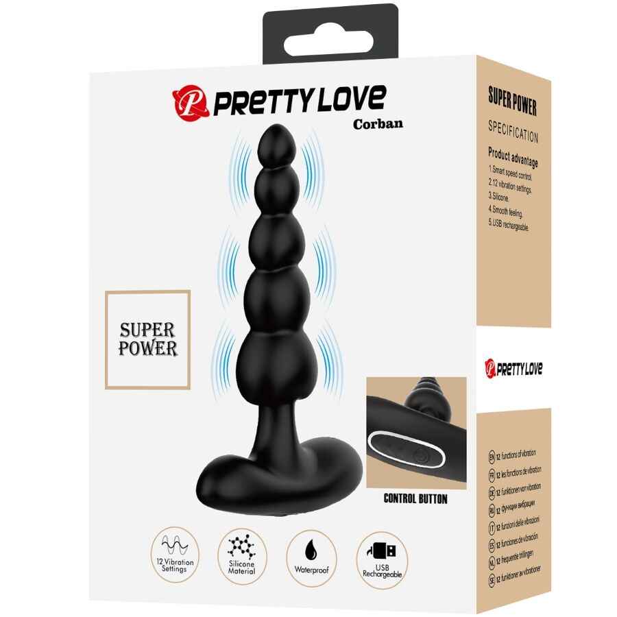 PRETTY LOVE - VIBRADOR ANAL CORBAN 10 VIBRAÇÕES PRETO