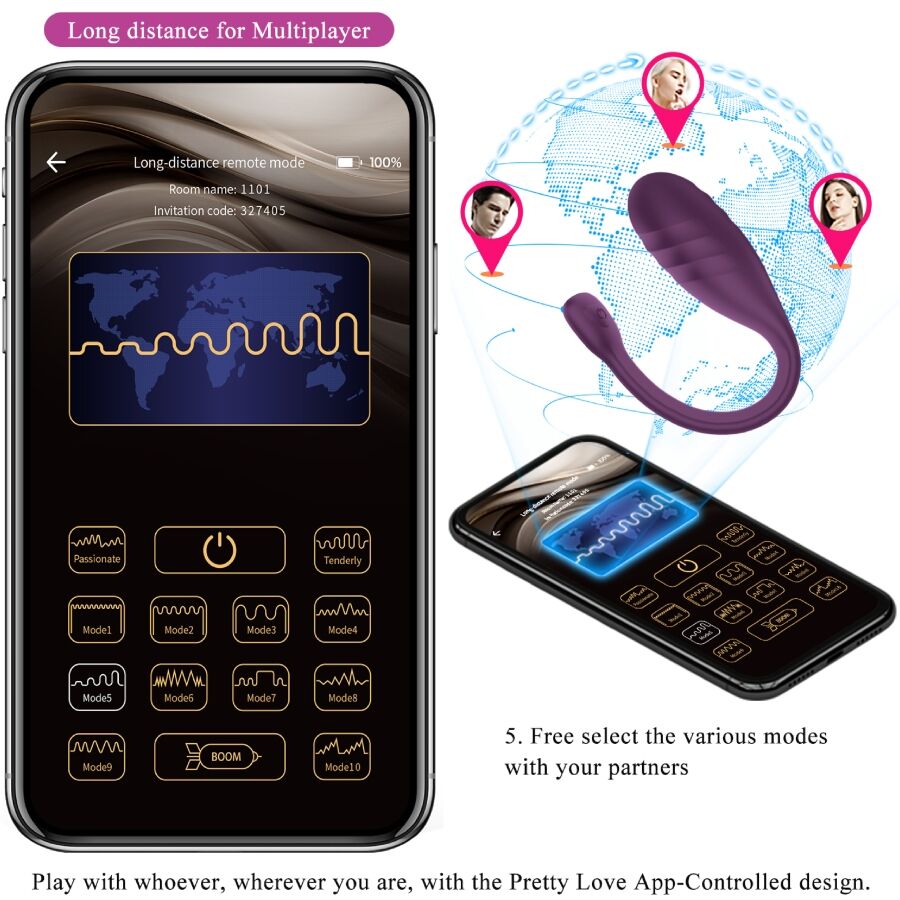 PRETTY LOVE - LEVIATHAN VIBRADOR CONTROLADO POR APP ROXO