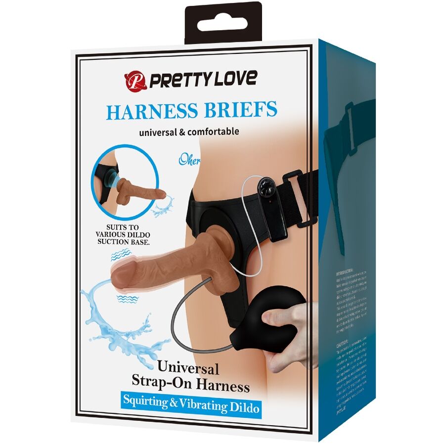 Pretty Love - Calcinha Universal Con Consolador Vibratorio Y Squirting 15,5 Cm Mulato