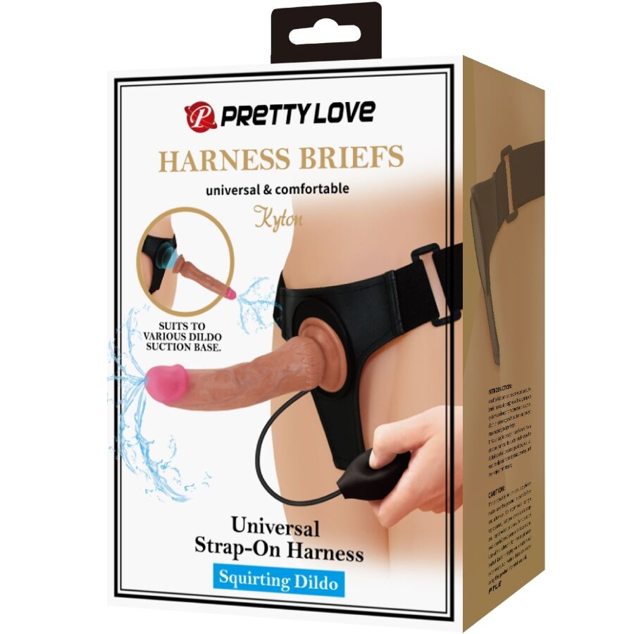 Pretty Love Kyton Arnés Briefs Con Dildo Squirting 19 Cm Mulato
