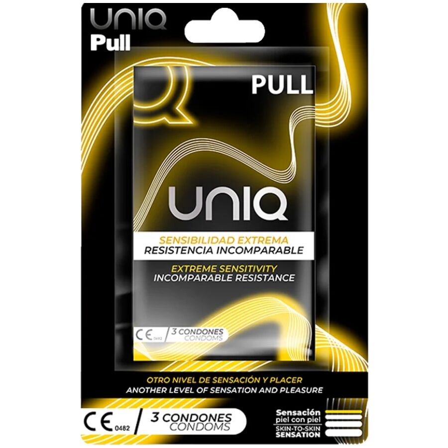 UNIQ - PULL PRESERVATIVOS COM TIRAS SEM LÁTEX 3 UNIDADES - Sex Shop Sexy