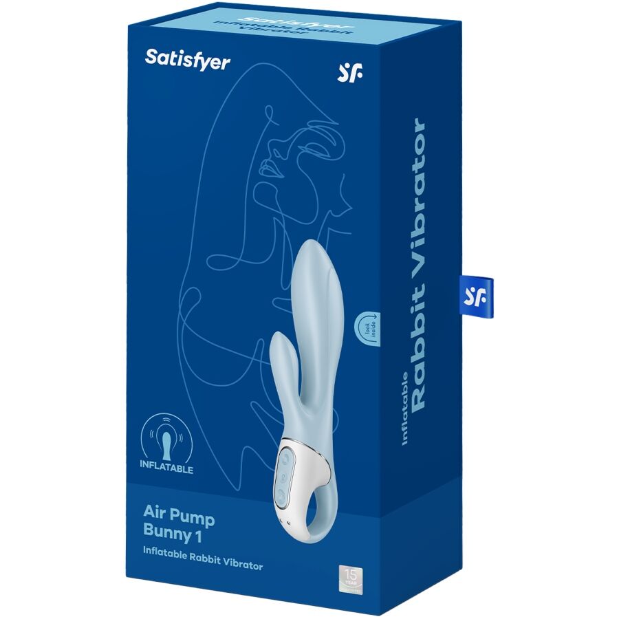 SATISFYER - BOMBA DE AR BUNNY 1 COELHO INFLÁVEL VIBRADOR AZUL