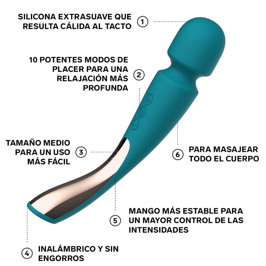 LELO - SMART MEDIUM WAND 2 MASAJEADOR AQUA