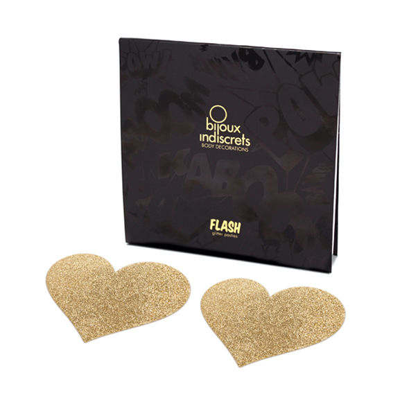 BIJOUX - INDISCRETS TAPA-MAMILOS FLASH CORAÇÃO DOURADO - Sex Shop Sexy