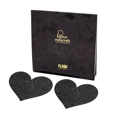 BIJOUX - INDISCRETS TAPA-MAMILOS FLASH CORAÇÃO PRETO - Sex Shop Sexy
