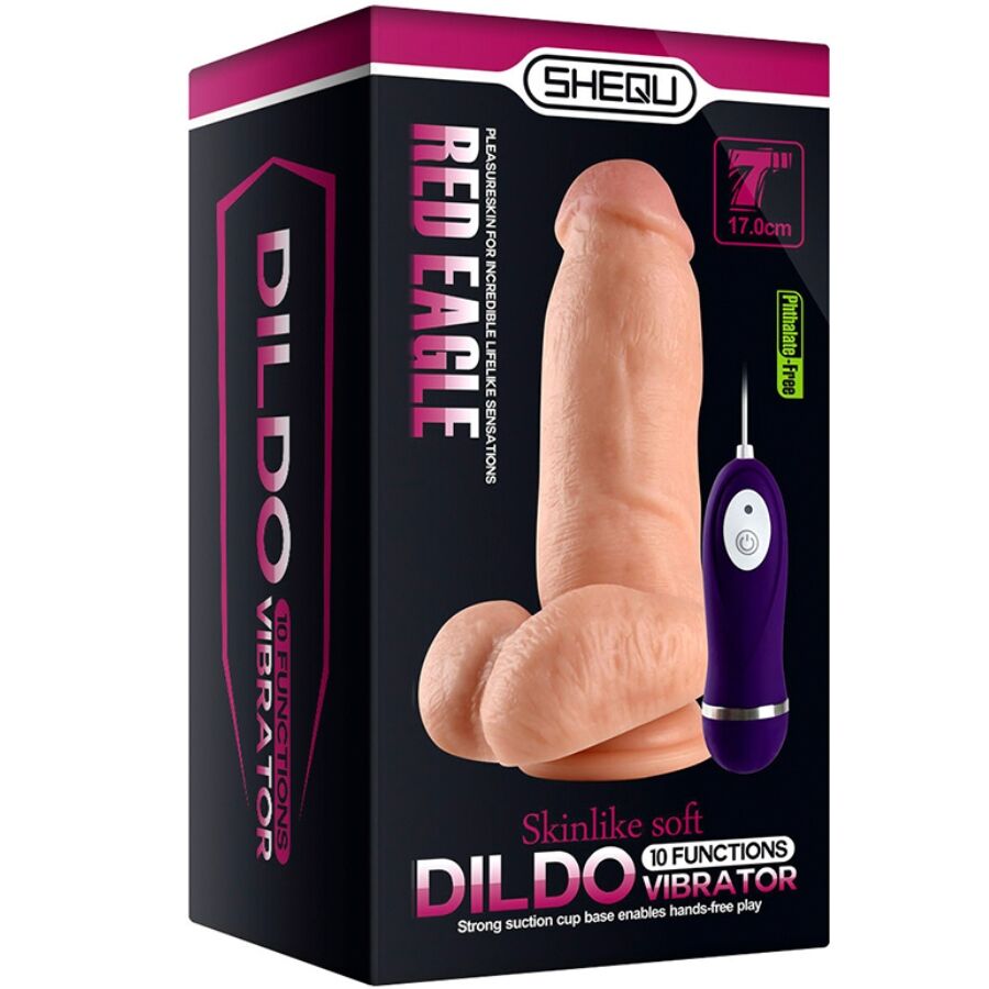 SHEQU - RED EAGLE VIBRADOR DILDO COM CONTROLE REMOTO 17 CM