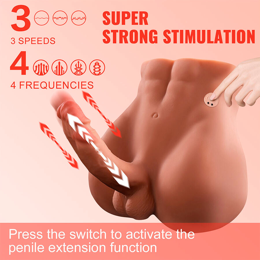 XISE - BERTLETT DILDO ASS DILDO REALISTA E ÂNUS MASTURBADOR POSIÇÃO FRONTAL COM IMPULSIONAMENTO 18 CM