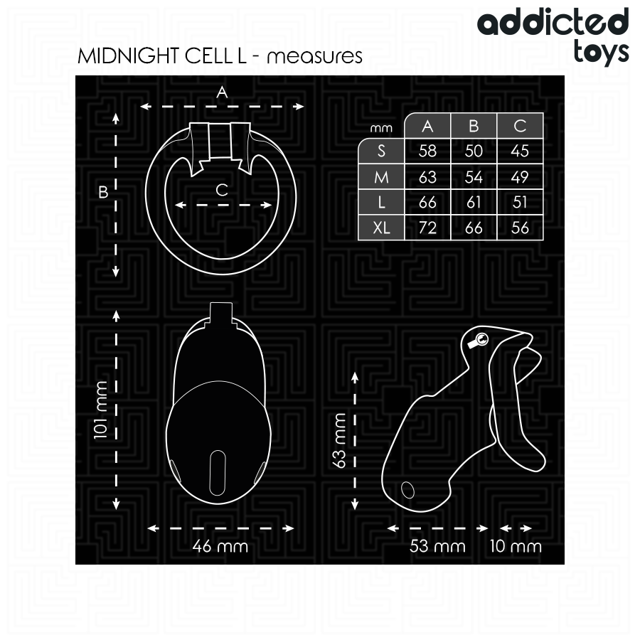 ADDICTED TOYS LOCKED - GAIOLA DE PÊNIS CELL MINDNIGHT TAMANHO L