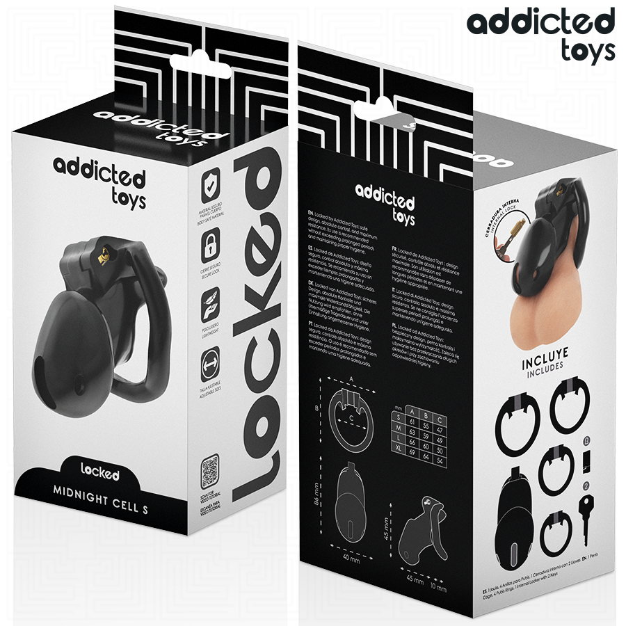ADDICTED TOYS LOCKED - GAIOLA PARA PÊNIS CELL MINDNIGHT TAMANHO S 4.8 CM