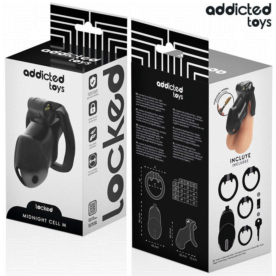 ADDICTED TOYS LOCKED - GAIOLA PARA PÊNIS CELL MINDNIGHT 4.2 CM TAMANHO M