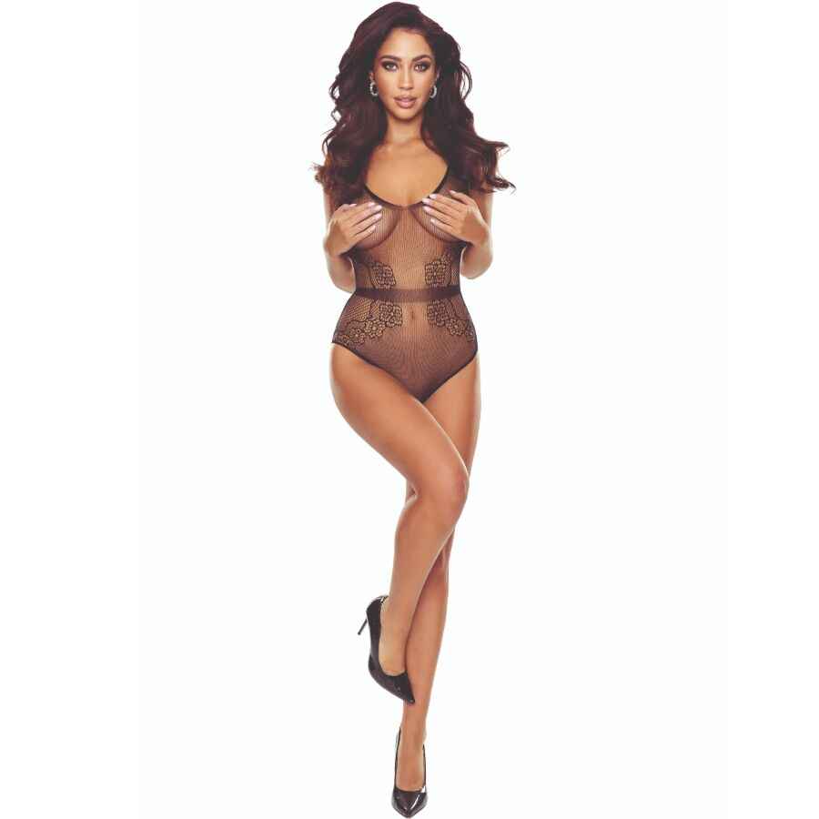 PASSION - BS115 BLACK GRID BODYSTOCKING