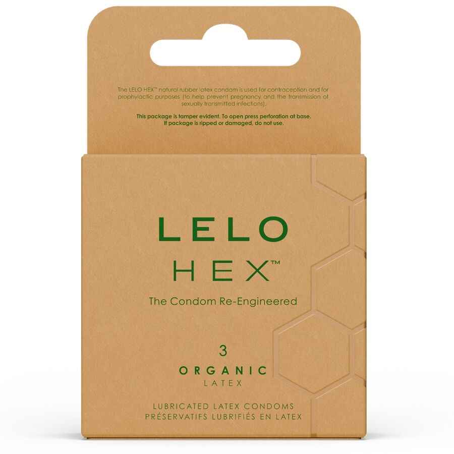 LELO - CAIXA DE PRESERVATIVOS ORGÂNICOS HEX 3 UNIDADES