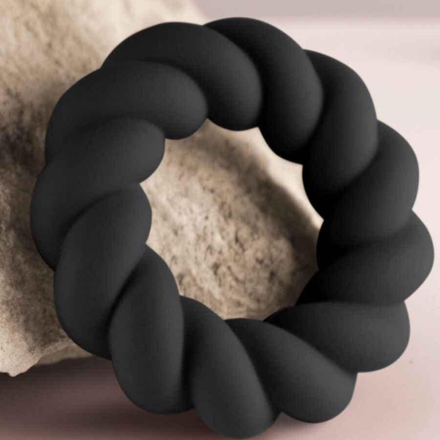 ROCKS-OFF - ANEL MASTURBADOR DE SILICONE PRETO TWIST