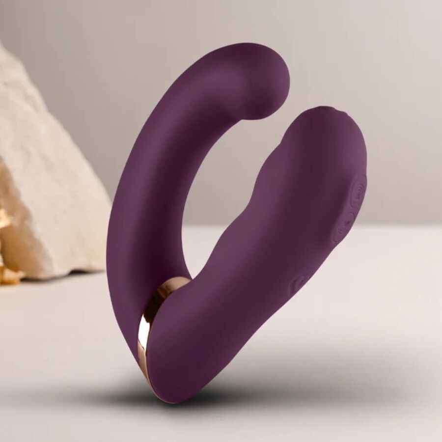 ROCKS-OFF - VIBRADOR DUPLO GEMINI ESTIMULADOR DE CLITÓRIS PONTO G ROXO