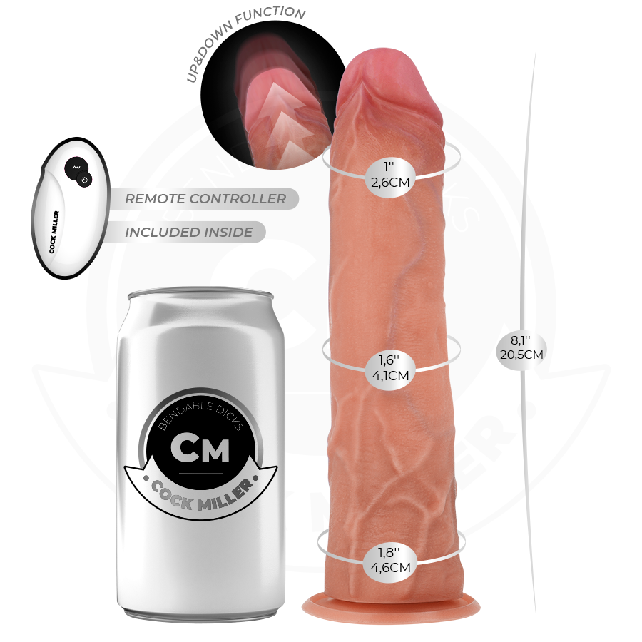 COCK MILLER - DILDO HIPER-REALISTA COM VENTOSA E IMPULSÃO COM CONTROLE REMOTO 20,5 CM