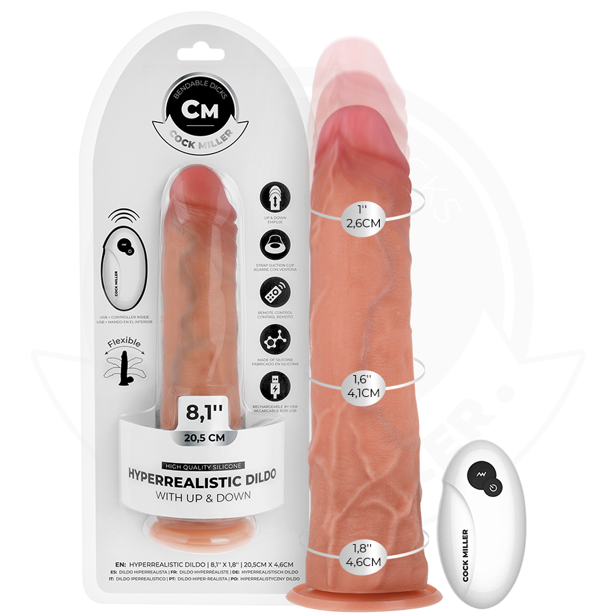 COCK MILLER - DILDO HIPER-REALISTA COM VENTOSA E IMPULSÃO COM CONTROLE REMOTO 20,5 CM