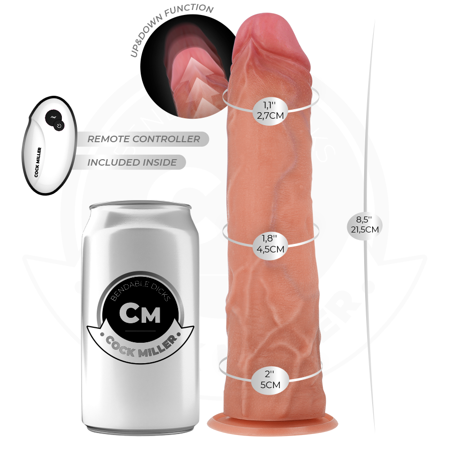 COCK MILLER - DILDO HIPER-REALISTA COM VENTOSA E IMPULSÃO COM CONTROLE REMOTO 21,5 CM