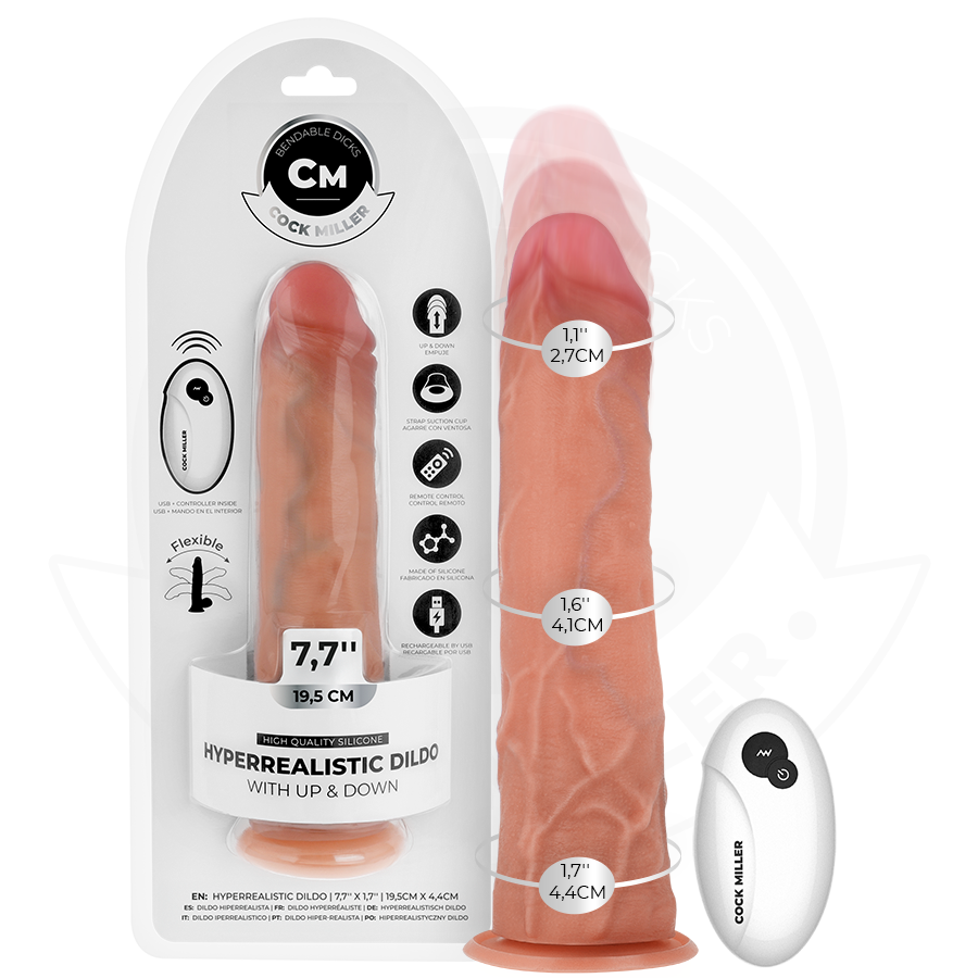 COCK MILLER - DILDO HIPER-REALISTA COM VENTOSA E IMPULSÃO COM CONTROLE REMOTO 19,5 CM