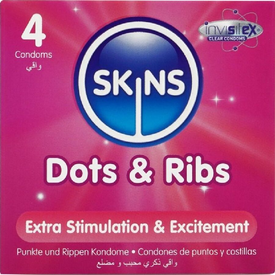 SKINS - DOTS & RIBS PREMIUM PRESERVATIVOS PACOTE 4
