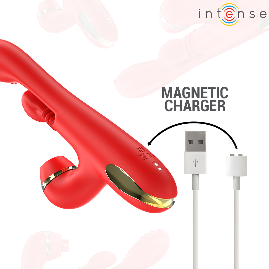 INTENSE - ESTIMULADOR DE CLITÓRIS MULTIFUNCIONAL KATY 4 CABEÇAS INTERCAMBIÁVEIS VERMELHO