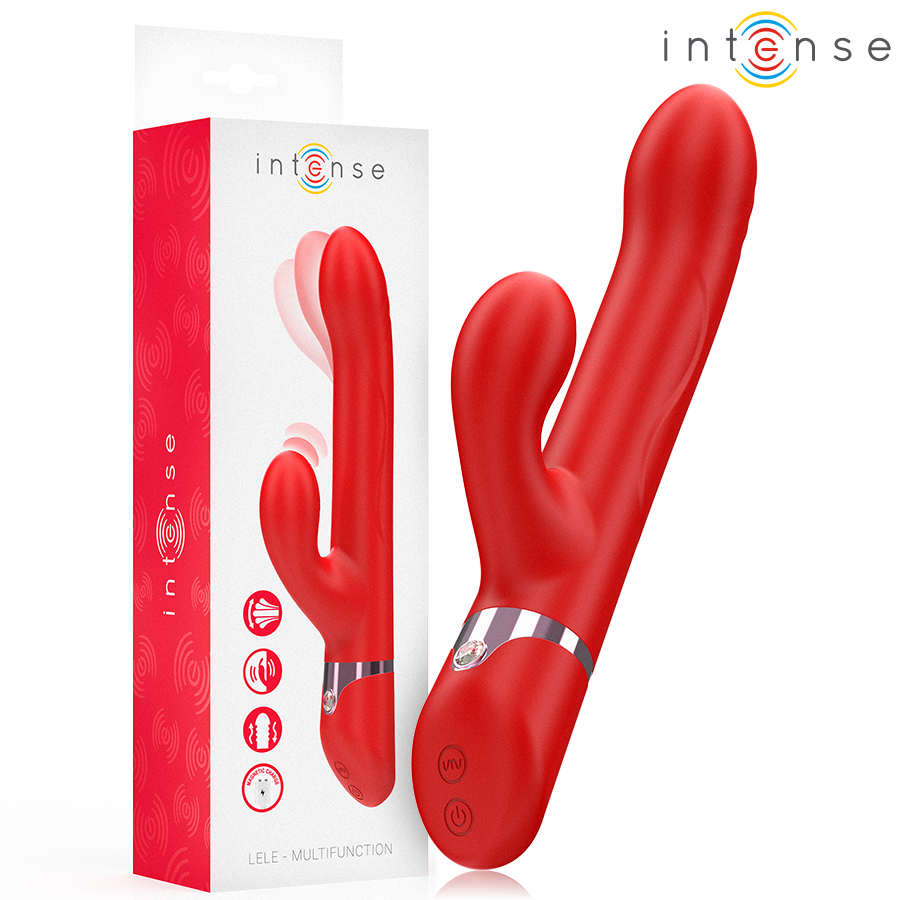 INTENSE - LELE VIBRADOR MULTIFUNCIONAL ROTATIVO & OSCILAÇÃO & ESTIMULAÇÃO VERMELHO