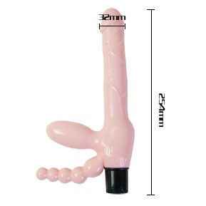 BAILE - ARNÊS SEM CINTA TPR COM VIBRAÇÃO E ESTIMULAÇÃO ANAL 25.4 CM
