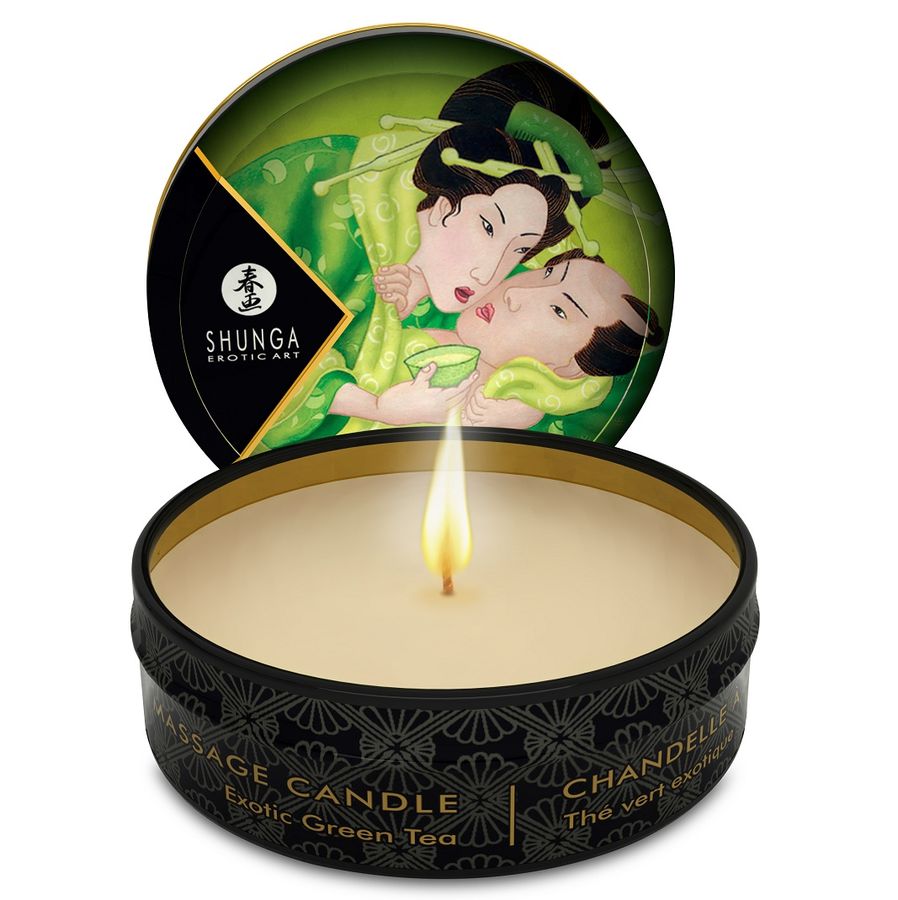 SHUNGA - MINI CARESS BY CANDELIGHT VELA DE MASSAGEM CHÁ VERDE 30 ML - Sex Shop Sexy