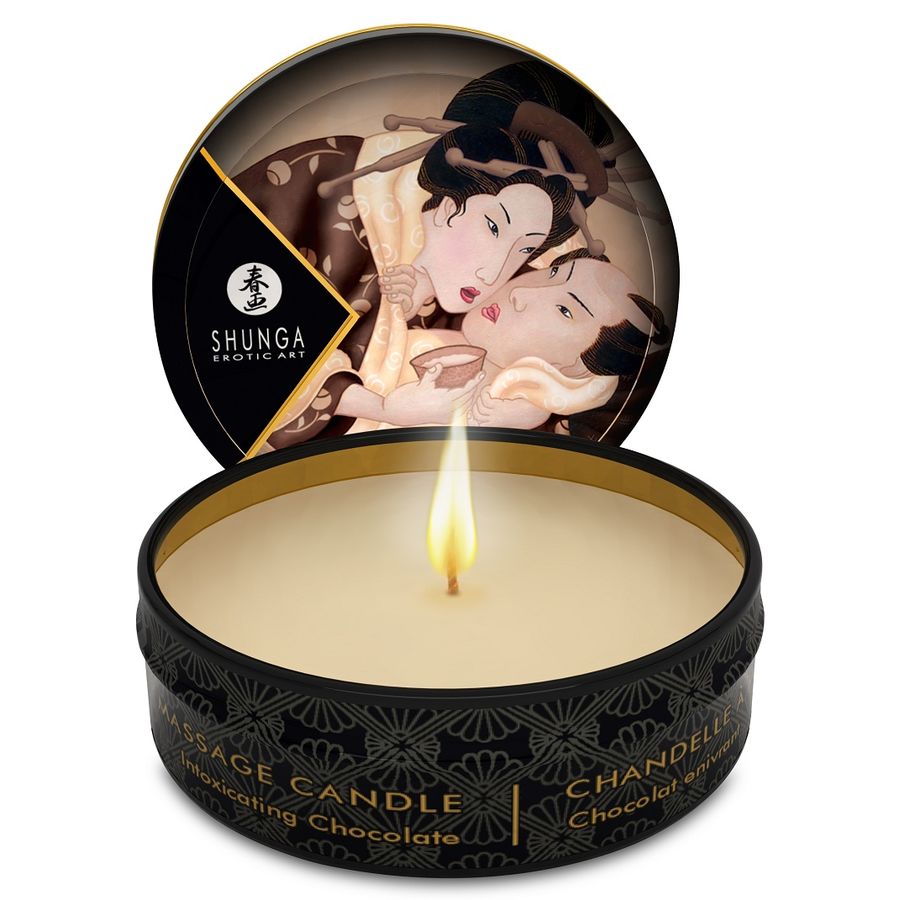 SHUNGA - MINI CARESS BY CANDELIGHT VELA DE MASSAGEM CHOCOLATE 30 ML - Sex Shop Sexy