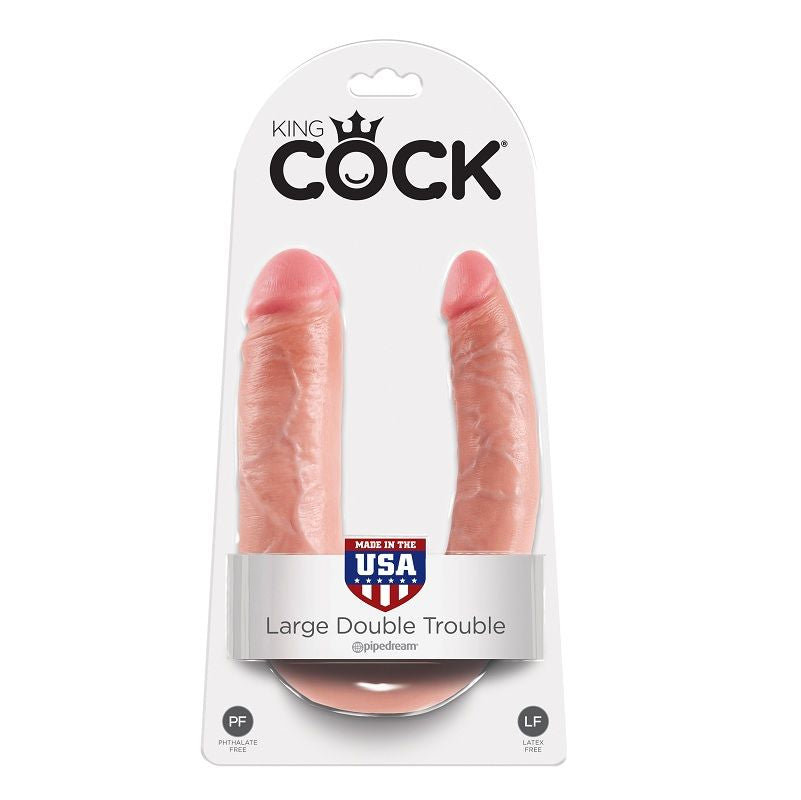 KING COCK - DILDO DUPLA PENETRAÇÃO 17,8 CM NATURAL - Sex Shop Sexy