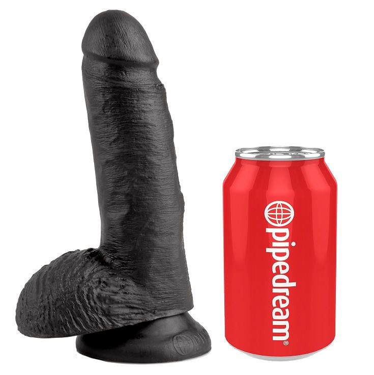 King Cock - 7 Consolador Negro Con Bolas 17,8 Cm