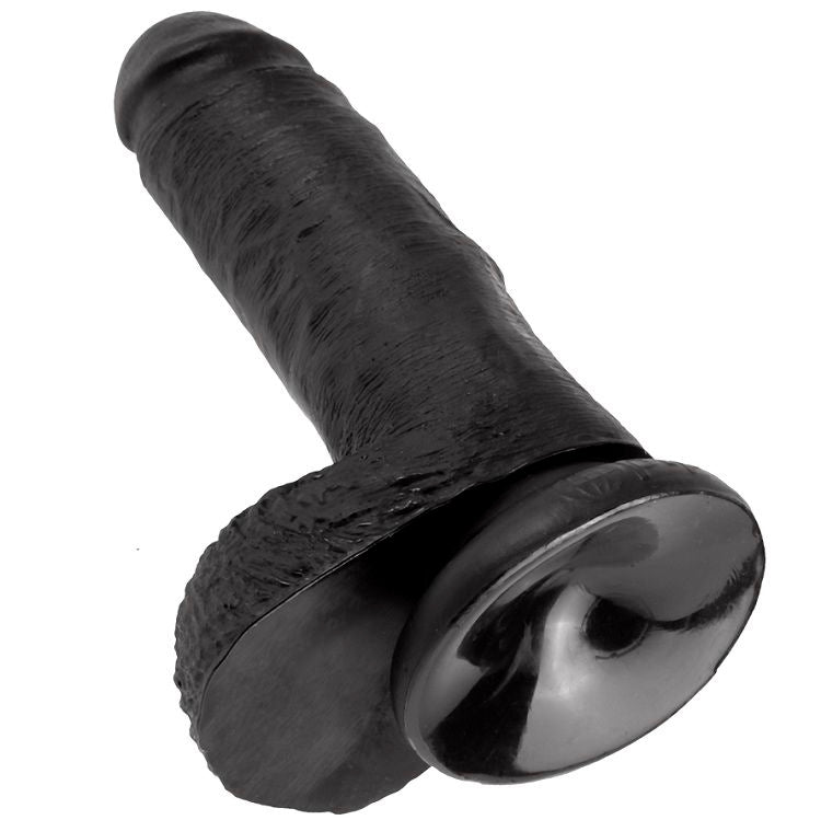 King Cock - 7 Consolador Negro Con Bolas 17,8 Cm