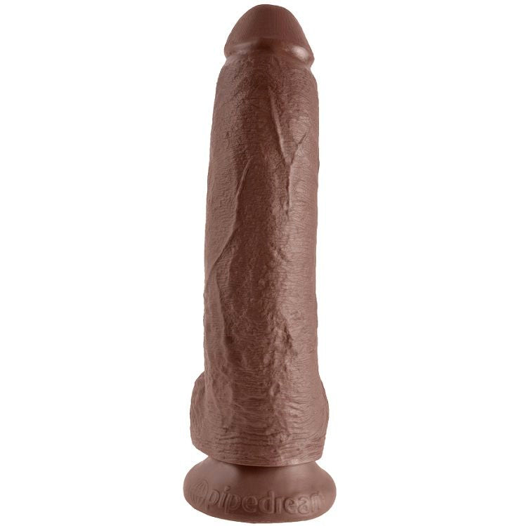 KING COCK - 9 DILDO CASTAÑO CON BOLAS 22.9 CM