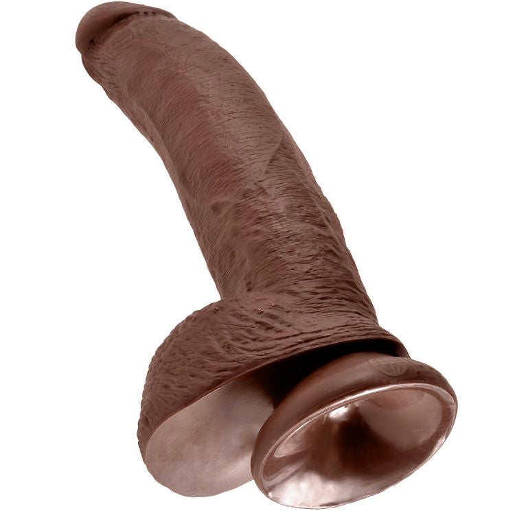KING COCK - 9 DILDO CASTAÑO CON BOLAS 22.9 CM