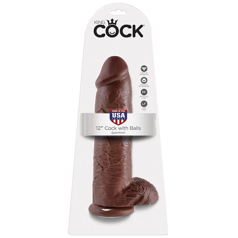 KING COCK - DILDO REALISTA 30.48 CM CASTANHO - Sex Shop Sexy