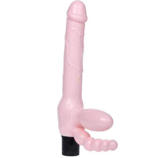 BAILE - ARNÊS SEM CINTA TPR COM VIBRAÇÃO E ESTIMULAÇÃO ANAL 25.4 CM