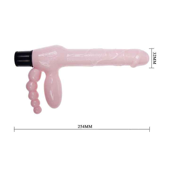 BAILE - ARNÊS SEM CINTA TPR COM VIBRAÇÃO E ESTIMULAÇÃO ANAL 25.4 CM